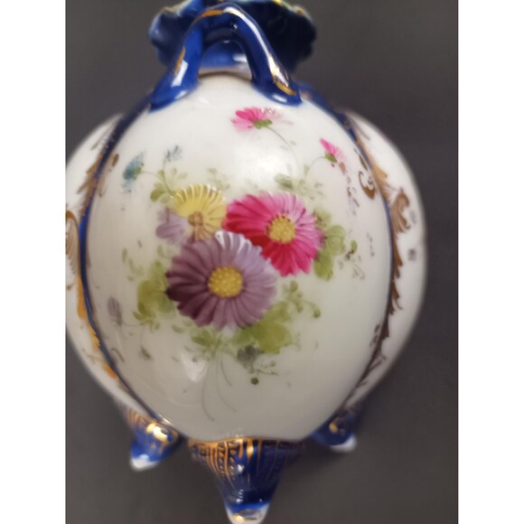 Antique Japanese Vase "Dowsie Coture" NPSK Cobalt Blue And Gold Painted Flowers - Picture 7 of 10